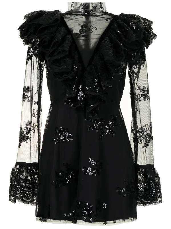 black sheer panel mini dress Black Sheer Panel Mini Dress