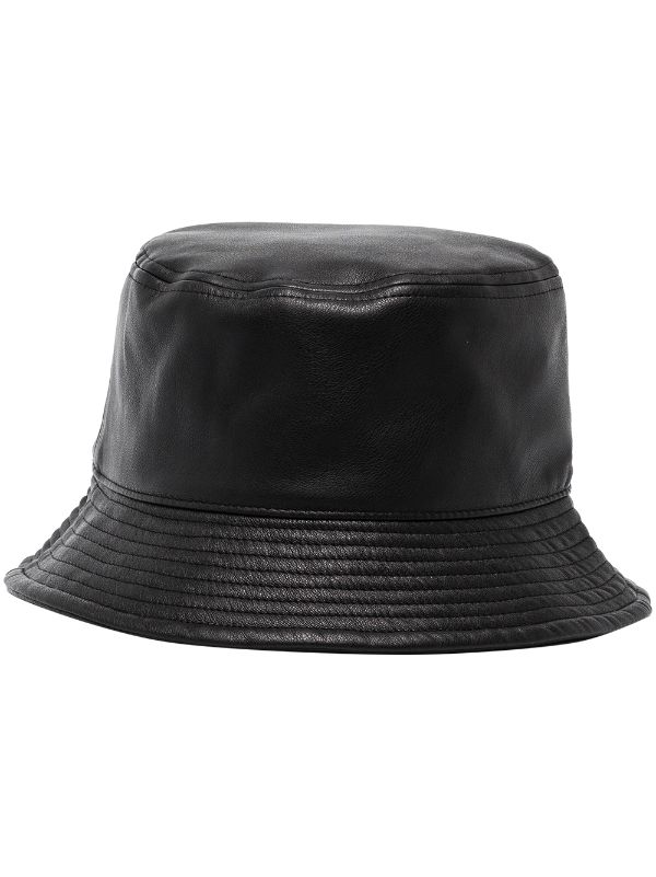 leather bucket hat with buckle