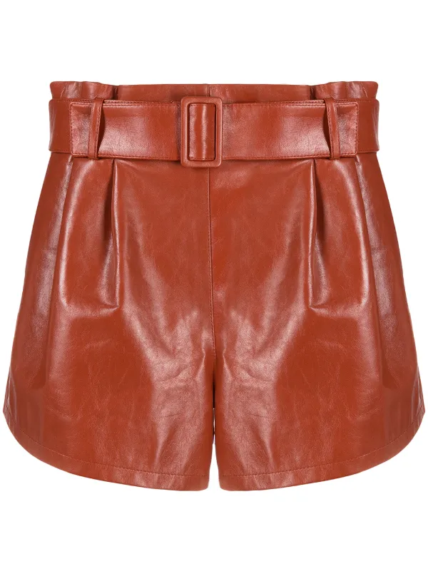 belted leather shorts