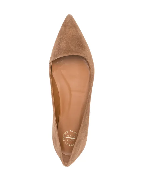 tan suede ballet pumps