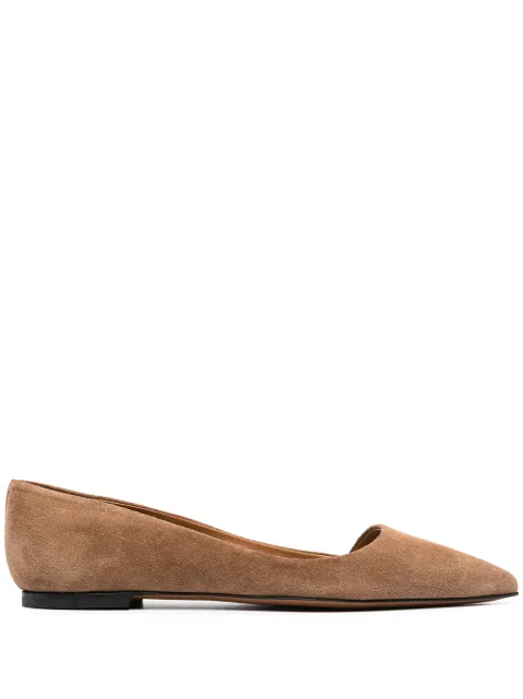 tan suede ballet pumps