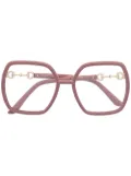 Gucci Eyewear Horsebit detail oversized-frame glasses - Pink