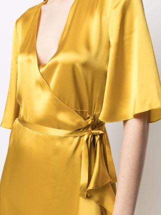 draped wrap-detail silk dress展示图