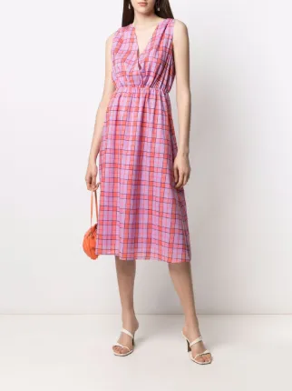 Abito tartan check-print midi dress展示图