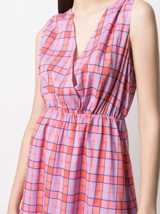 Abito tartan check-print midi dress展示图