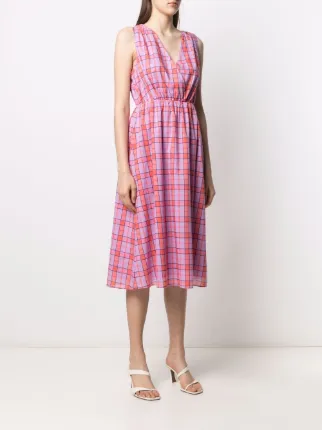 Abito tartan check-print midi dress展示图