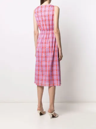 Abito tartan check-print midi dress展示图