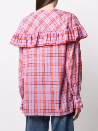 tartan-check ruffled shirt展示图