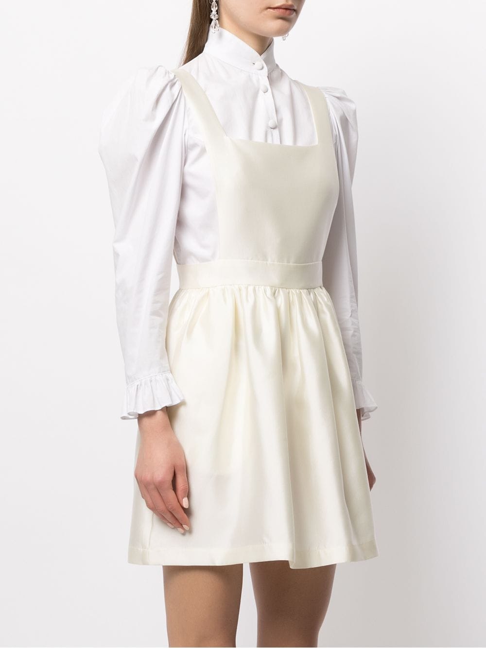 Shop Macgraw Sleeveless Flared Mini Dress In White