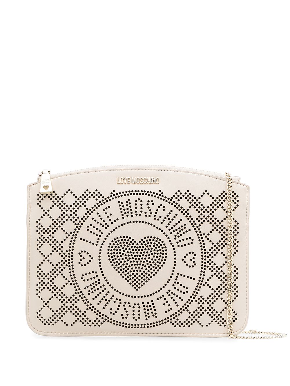 LOVE MOSCHINO PERFORATED LOGO CLUTCH