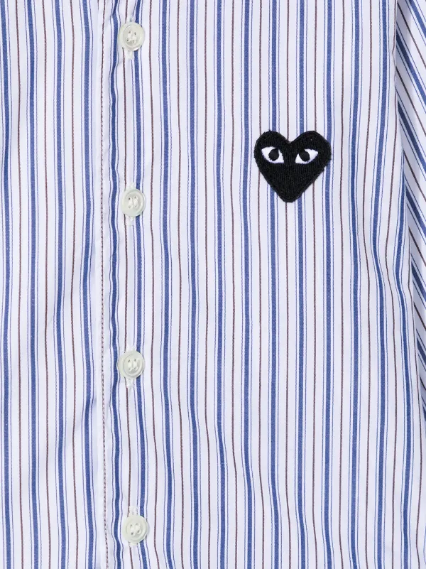 Comme Des Garçons Play Kids Striped button-up Shirt | Blue | FARFETCH