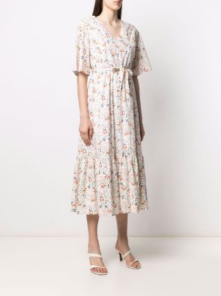 floral-print ruffle-hem midi dress展示图