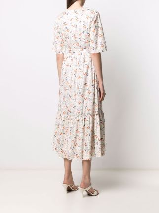 floral-print ruffle-hem midi dress展示图