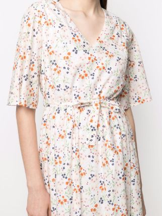 floral-print ruffle-hem midi dress展示图