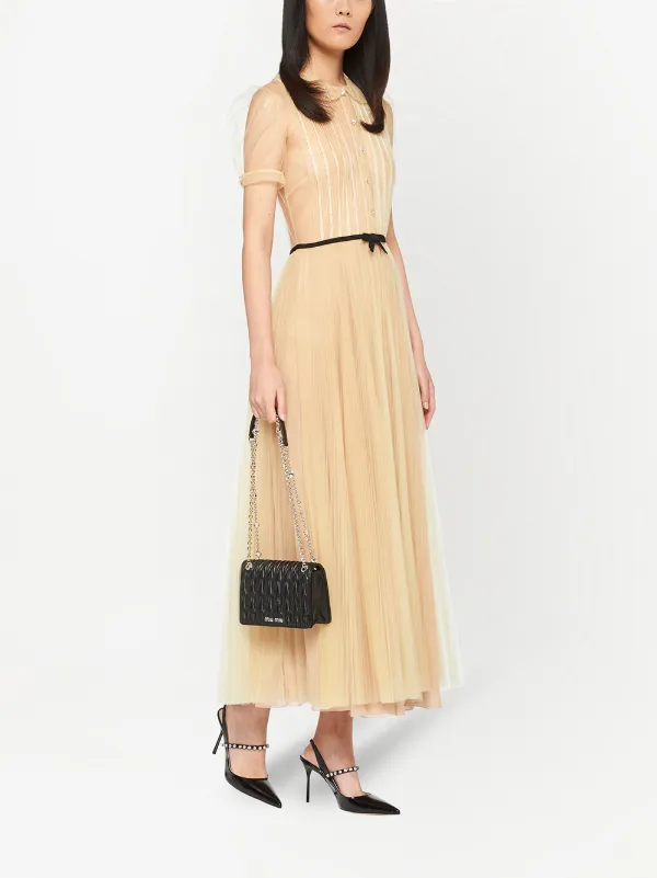Shop Miu Miu sheer tulle shirt dress 