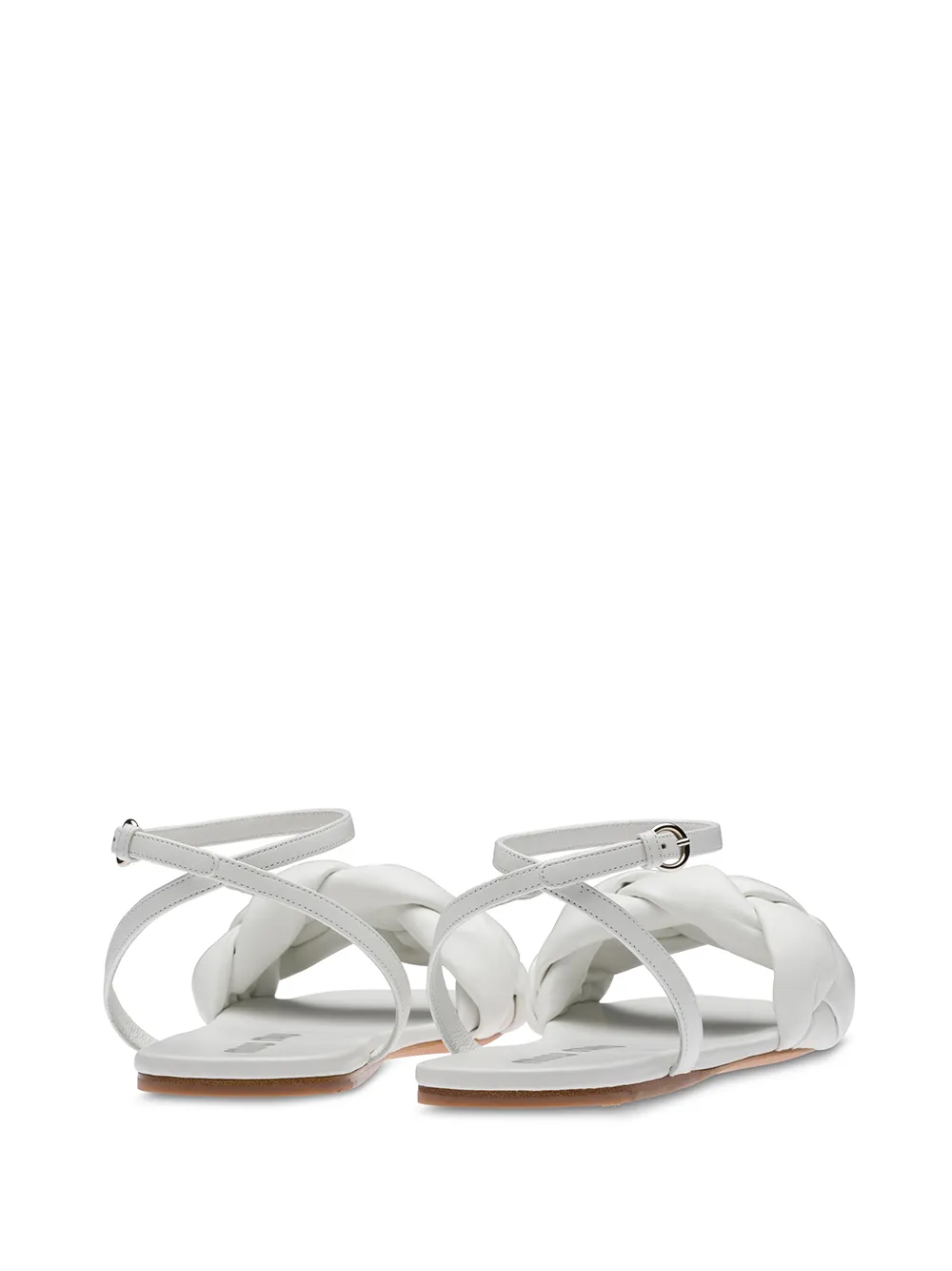 MIUMIU 26S IVETTE WOVEN HEELED SANDALS 40MM IN WHITE CALFSKIN