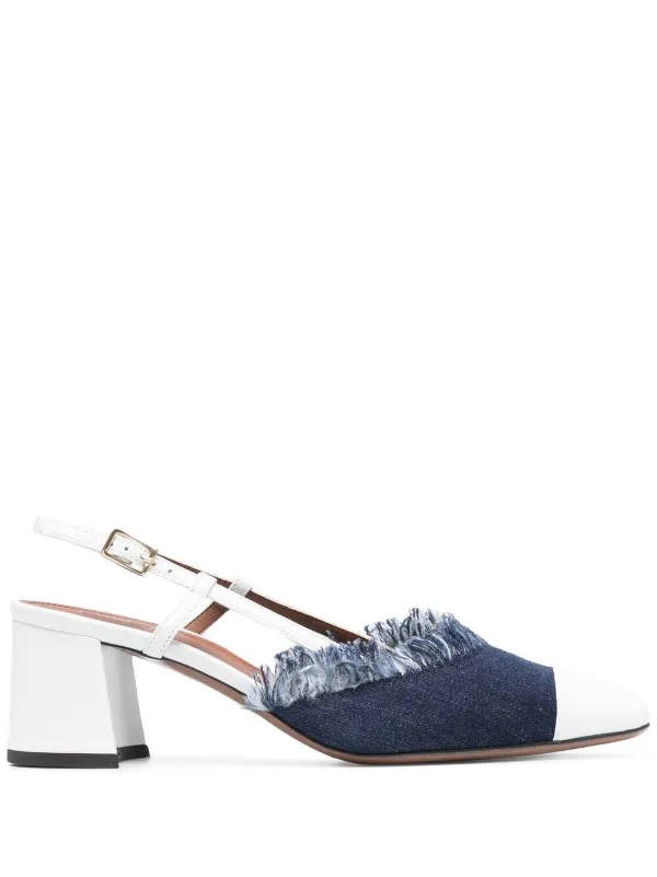 denim block heel sandals