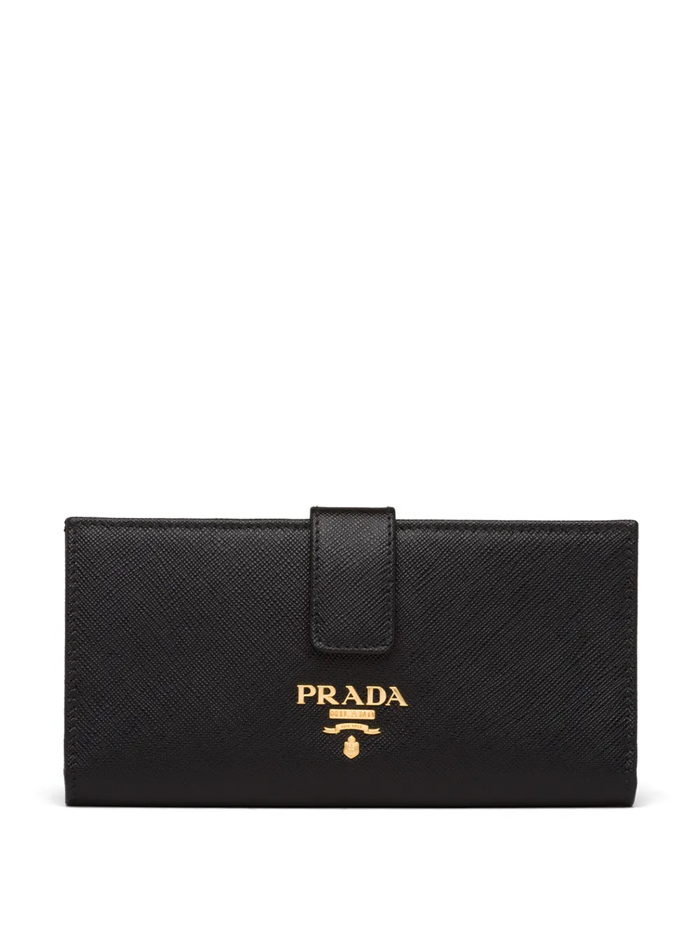 Prada logo lettering continental wallet – Black