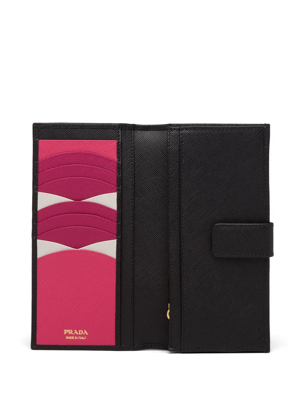  Prada Logo Lettering Continental Wallet - Black 
