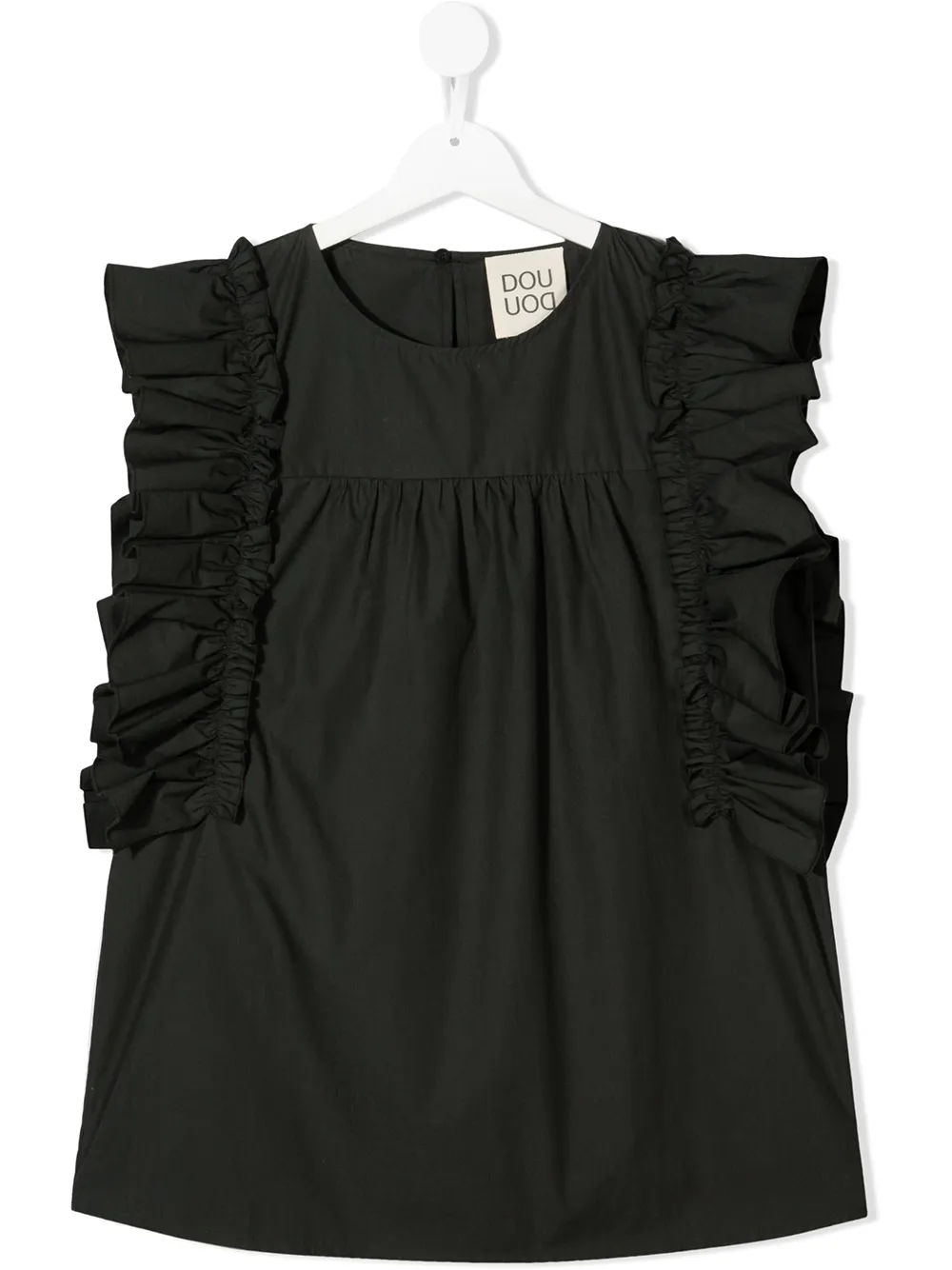 Douuod Teen Ruffle Detail Blouse In Black