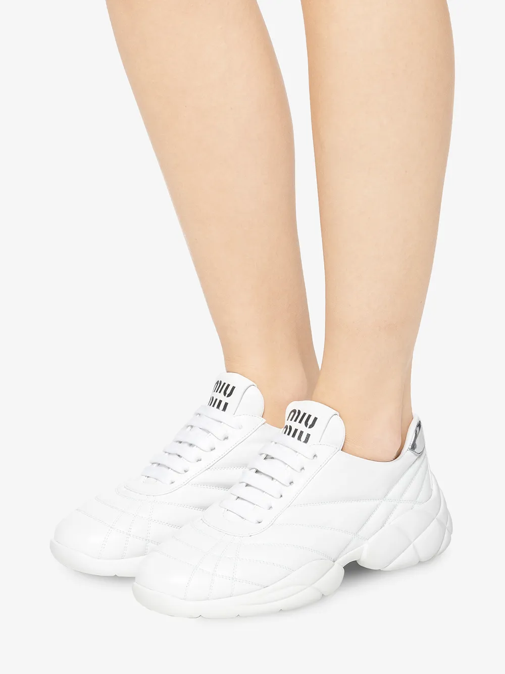 Miu panelled low-top sneakers White