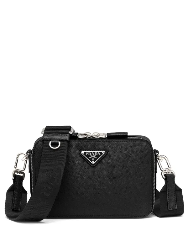 Prada Men's Saffiano Leather Messenger Bag with Pouch