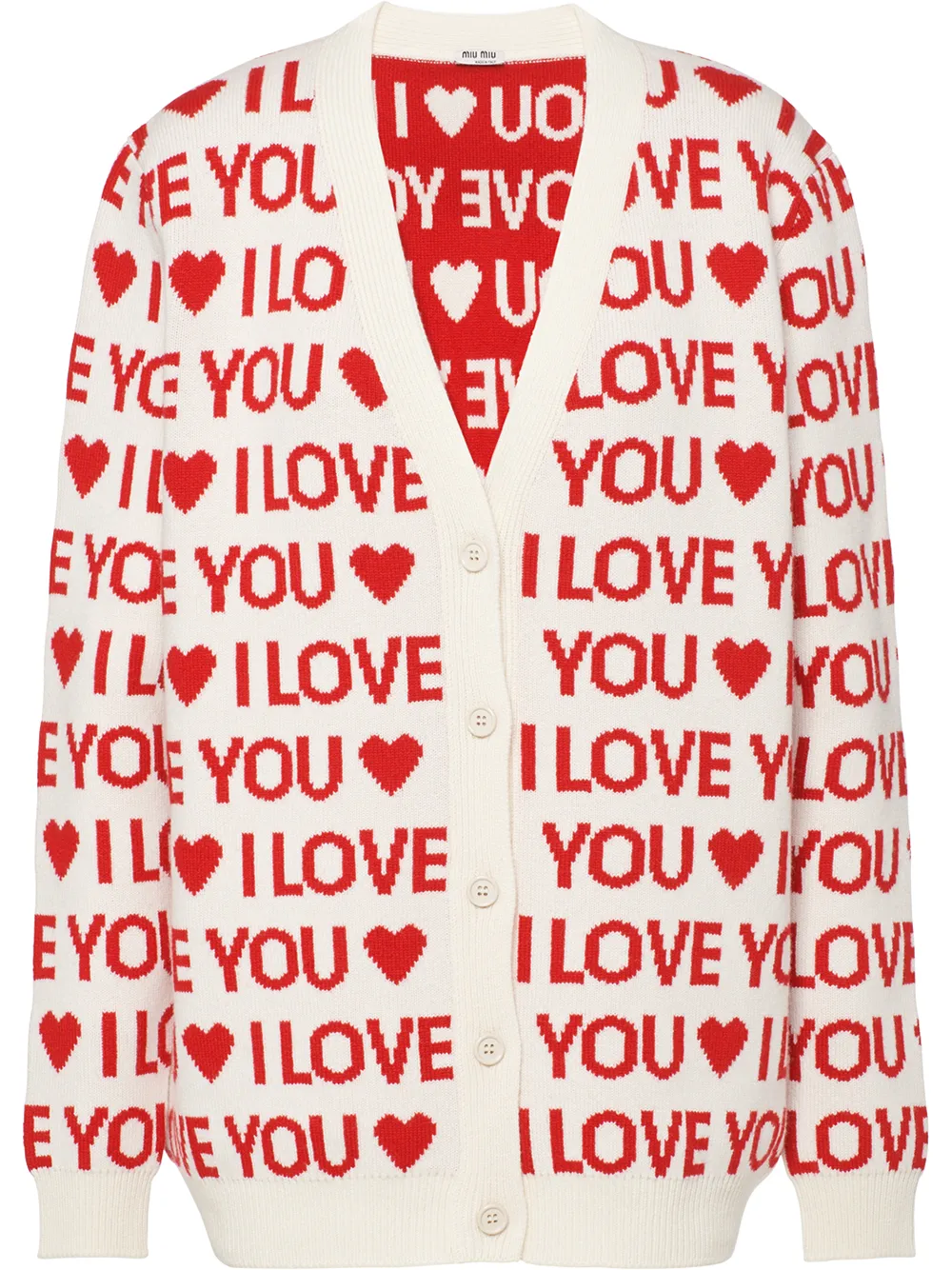MIU MIU I LOVE YOU INTARSIA CARDIGAN