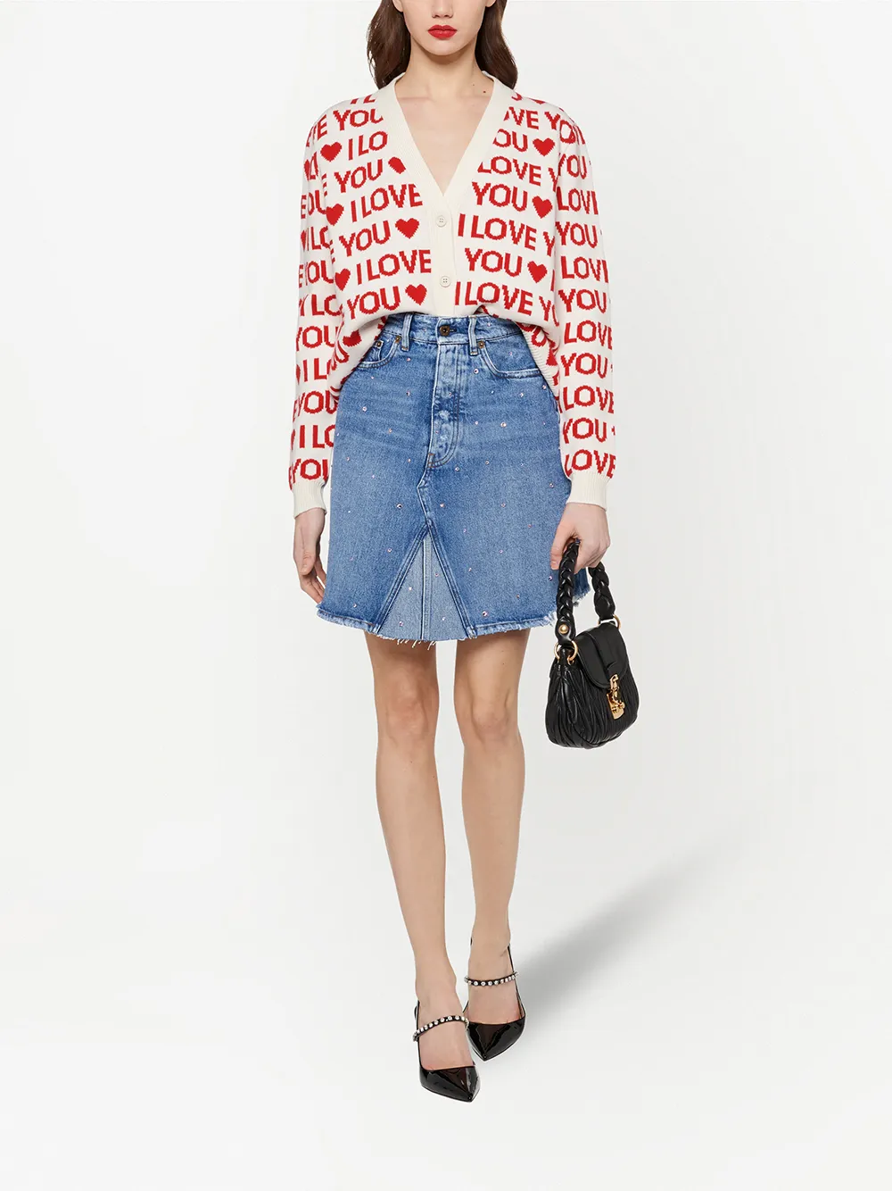 MIU MIU I LOVE YOU INTARSIA CARDIGAN