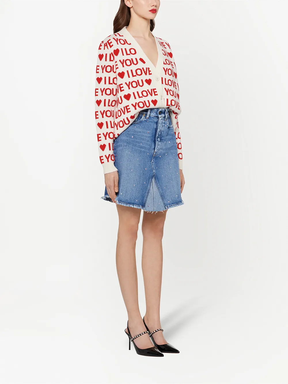 MIU MIU I LOVE YOU INTARSIA CARDIGAN