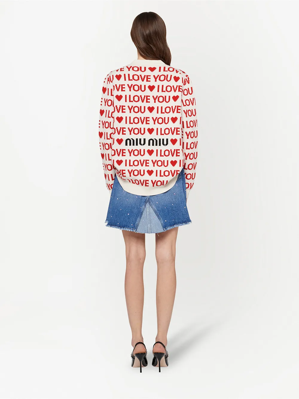 MIU MIU I LOVE YOU INTARSIA CARDIGAN