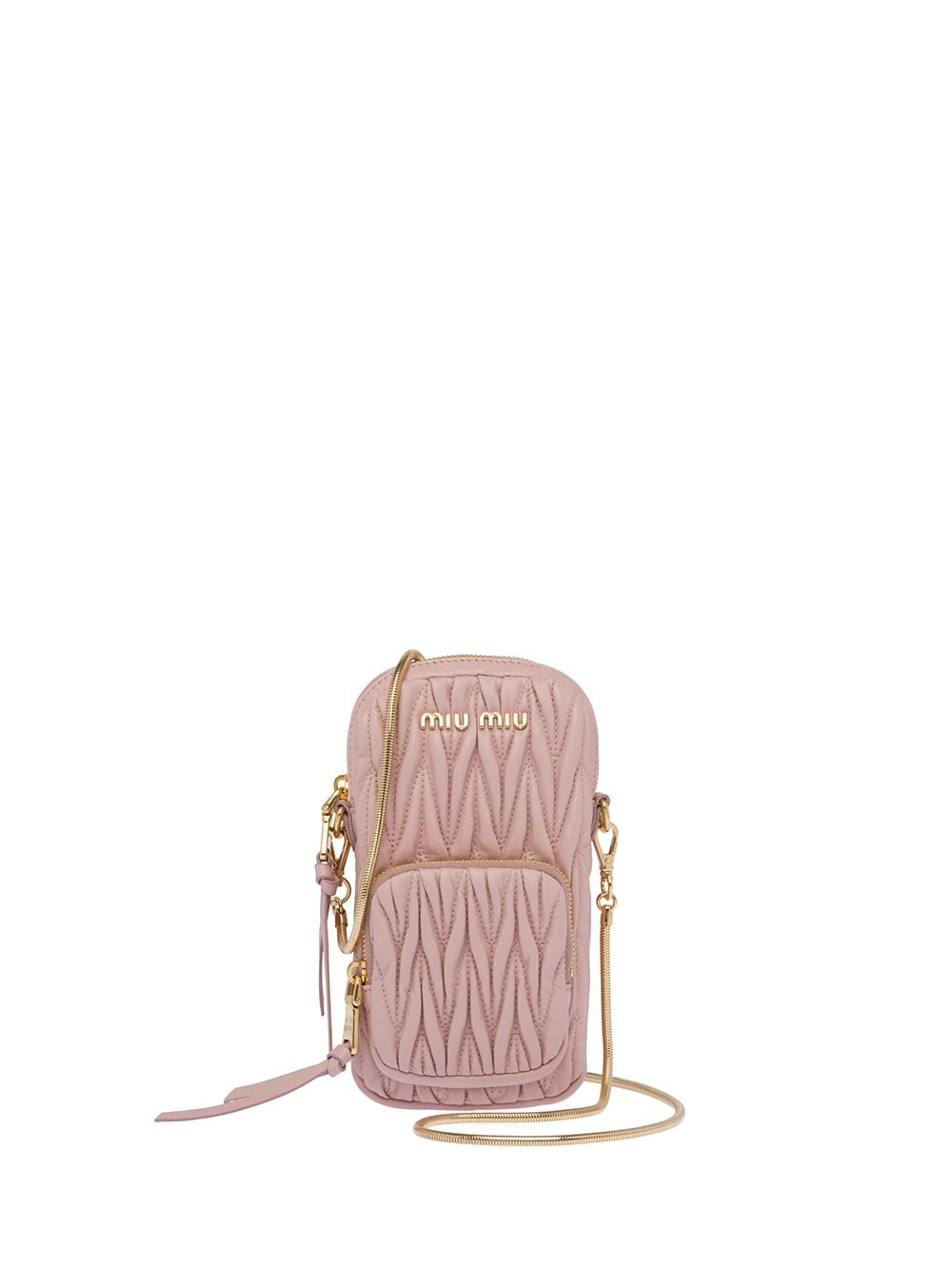 Miu Miu Matelassé-effect Logo Mini Bag In Pink