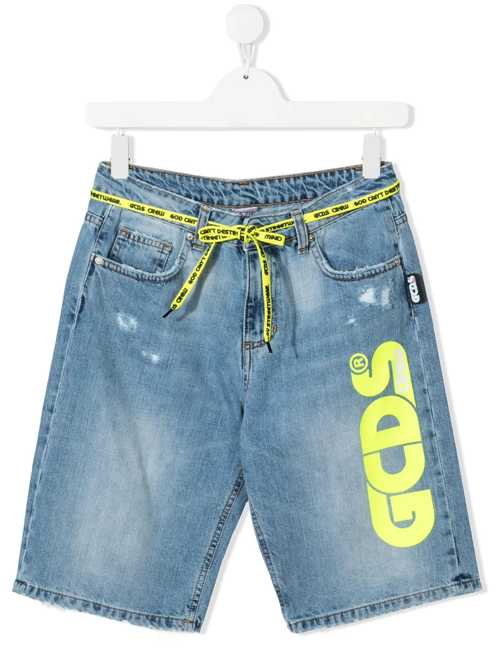 

Gcds Kids TEEN logo-print denim shorts - Blue