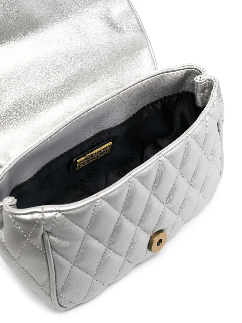 фото Versace jeans couture стеганая сумка с эффектом металлик