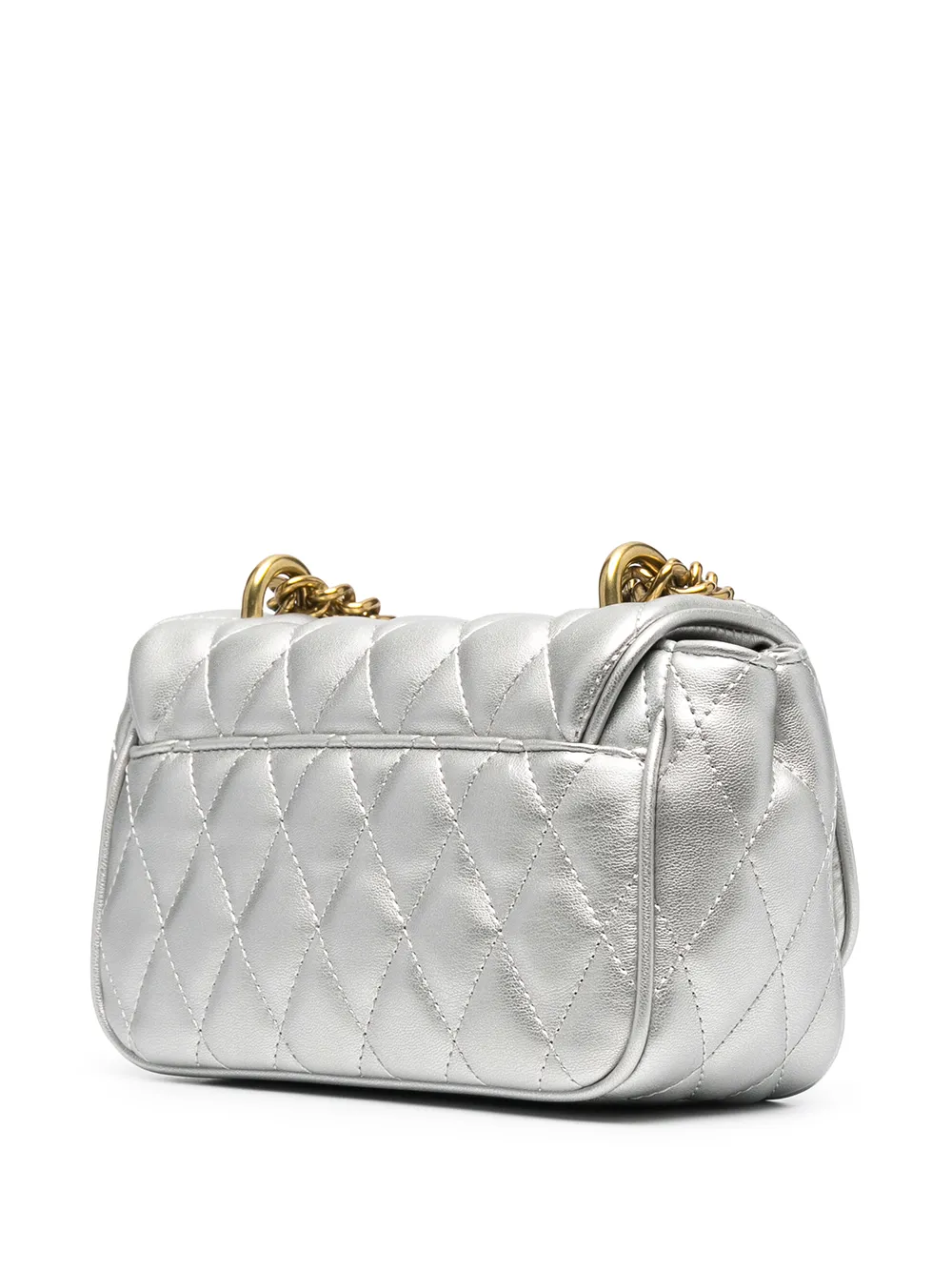 фото Versace jeans couture стеганая сумка с эффектом металлик