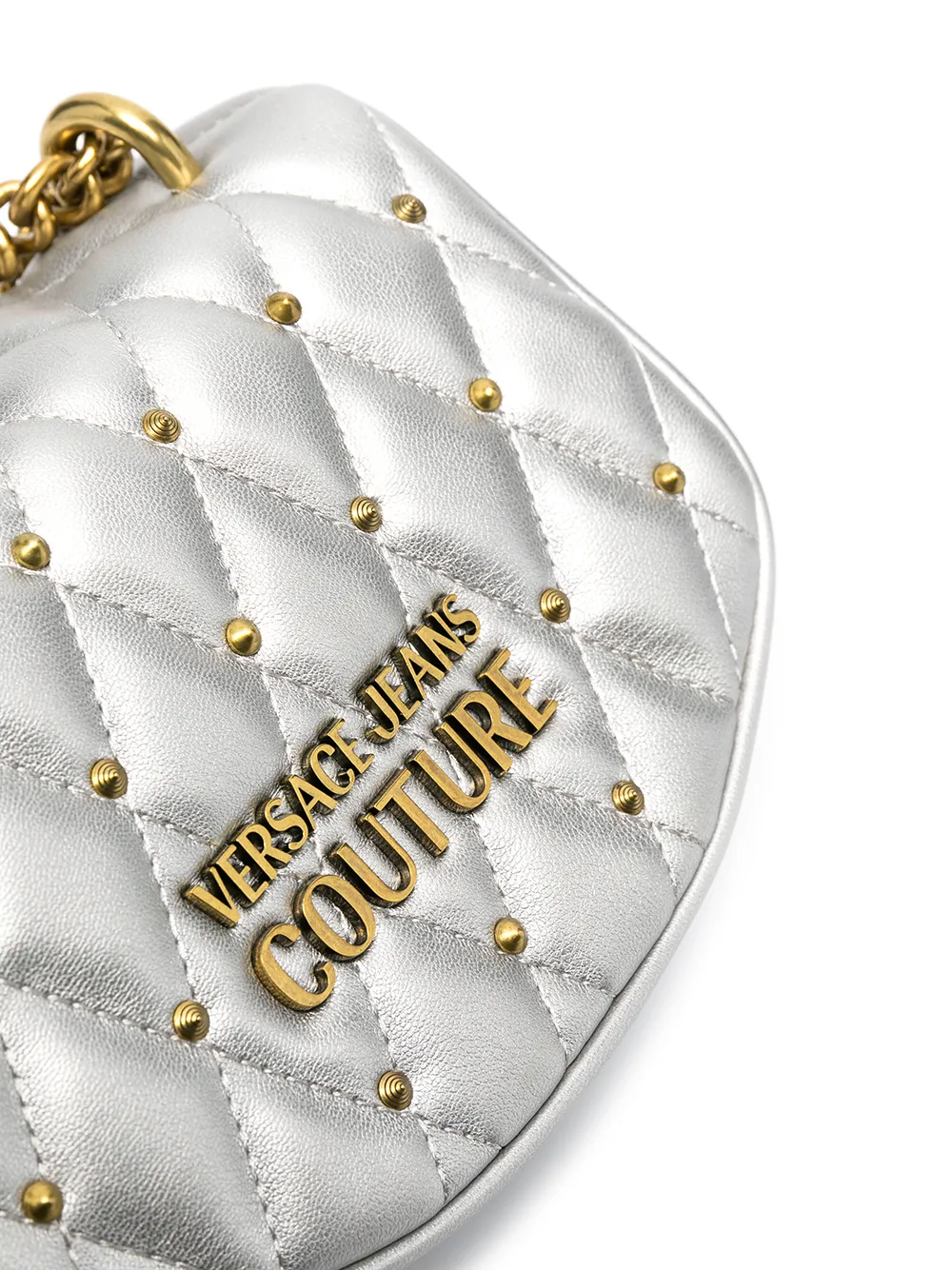 фото Versace jeans couture стеганая сумка с эффектом металлик