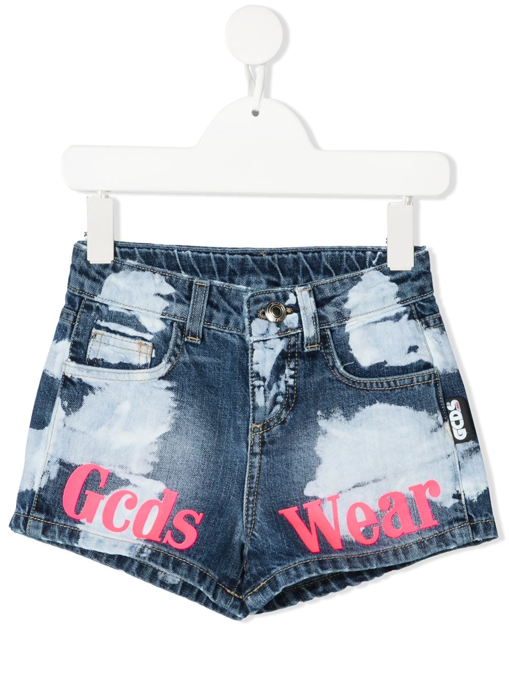 gcds kids short en jean à effet délavé - bleu