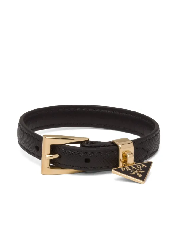 Prada triangle-logo Leather Bracelet - Farfetch