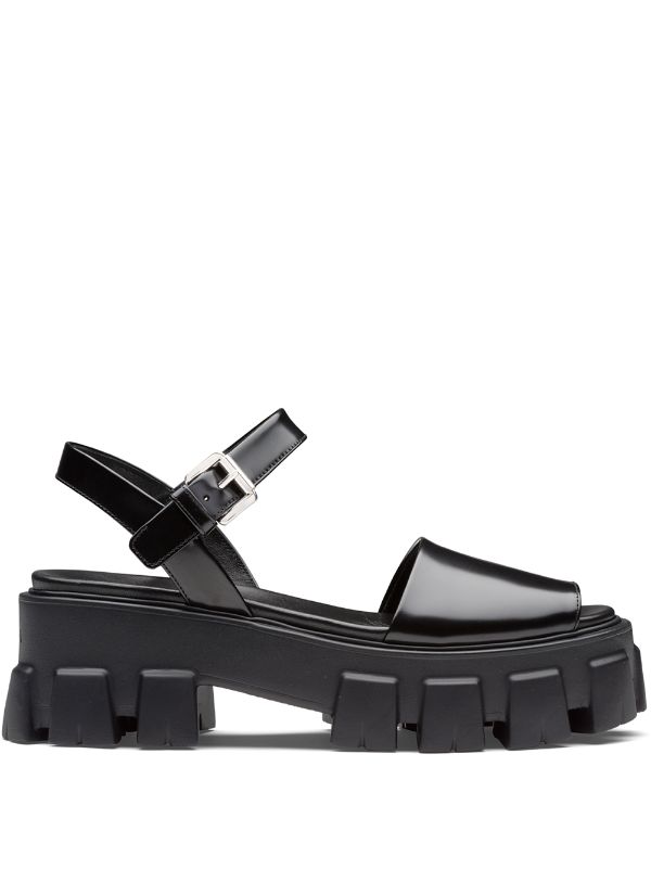 Shop Prada Monolith platform sandals with Express Delivery - FARFETCH