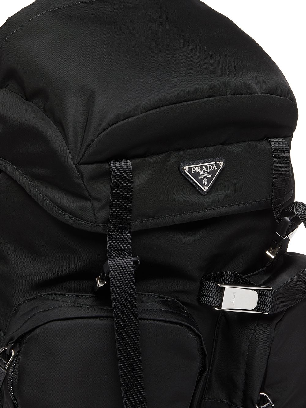 Shop Prada Re-nylon Multi-pocket Backpack In Black