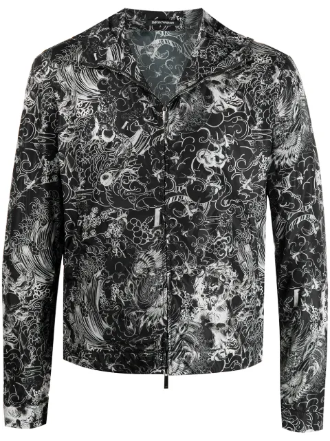 Emporio Armani abstract-print hooded jacket 