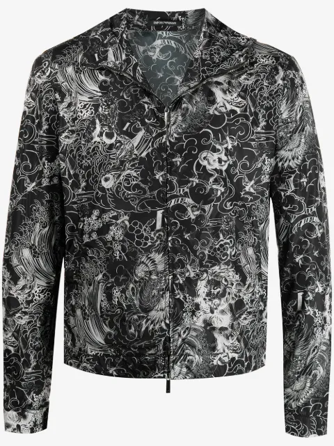 Emporio Armani abstract-print hooded jacket