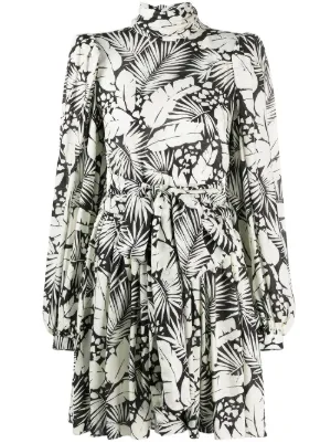 Alexander McQueen フローラル柄ギャザーワンピース | ホワイト