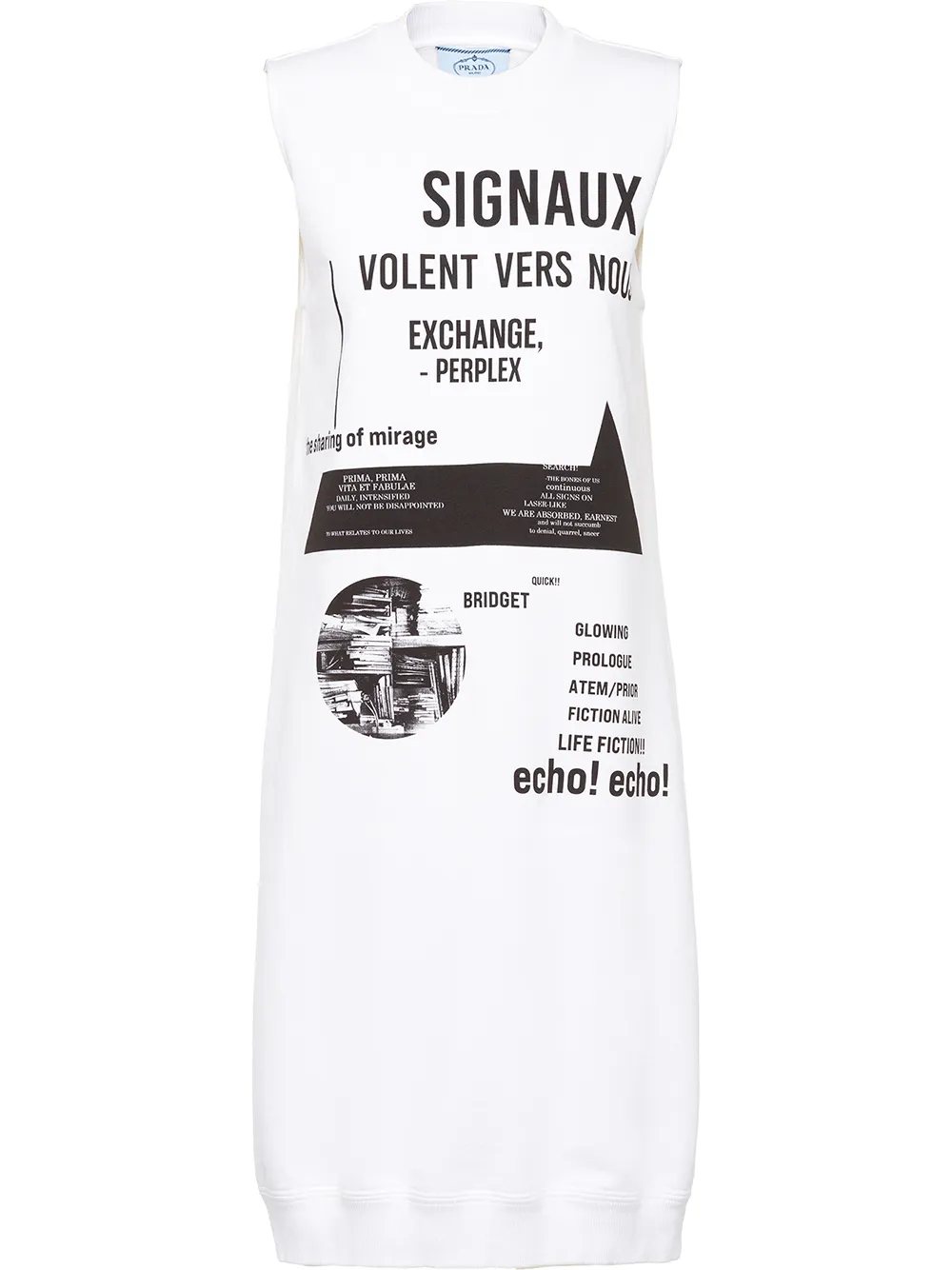 

Prada vestido sin mangas con estampado gráfico - Blanco