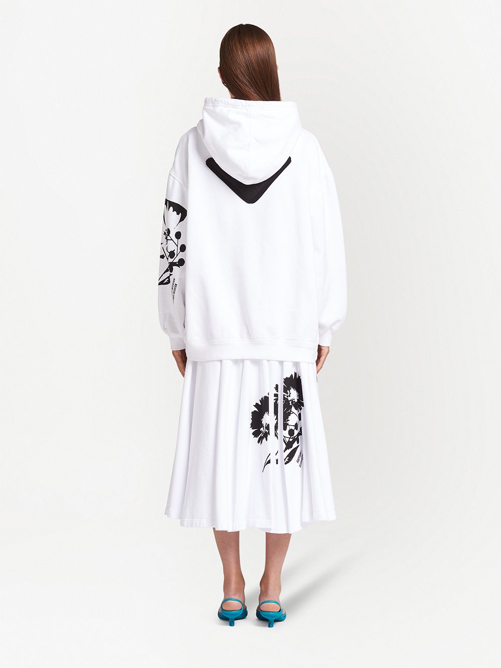 Shop Prada Graphic-print Drawstring Hoodie In White