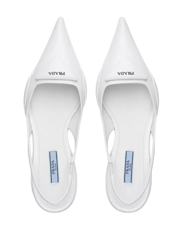 Prada Pointed Slingback Pumps | White | FARFETCH