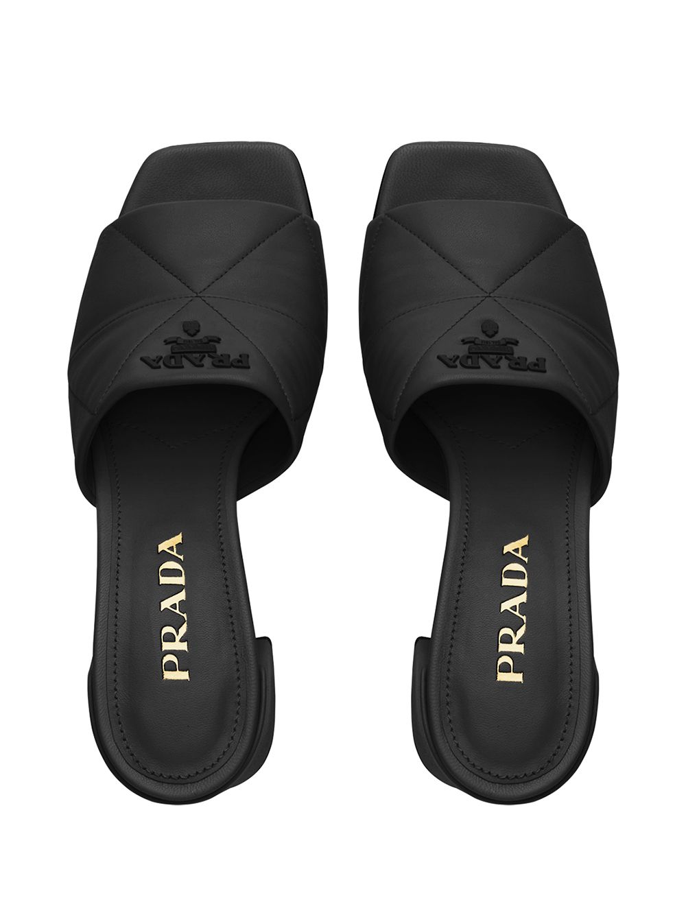 Shop Prada Logo-lettering Quilted Sandals In Black