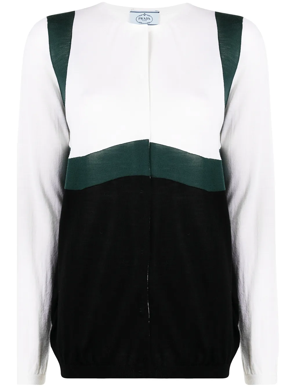 Pre-owned Prada 1990s Colour-block Wool Jumper In White