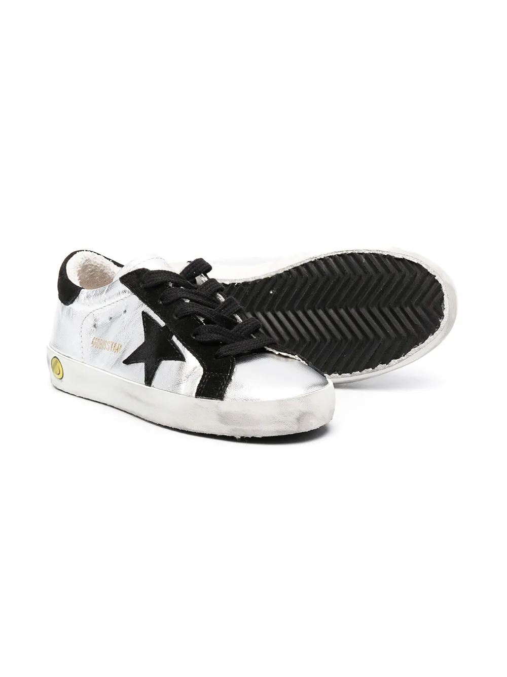 Golden Goose Kids Superstar gerafelde sneakers - Zilver