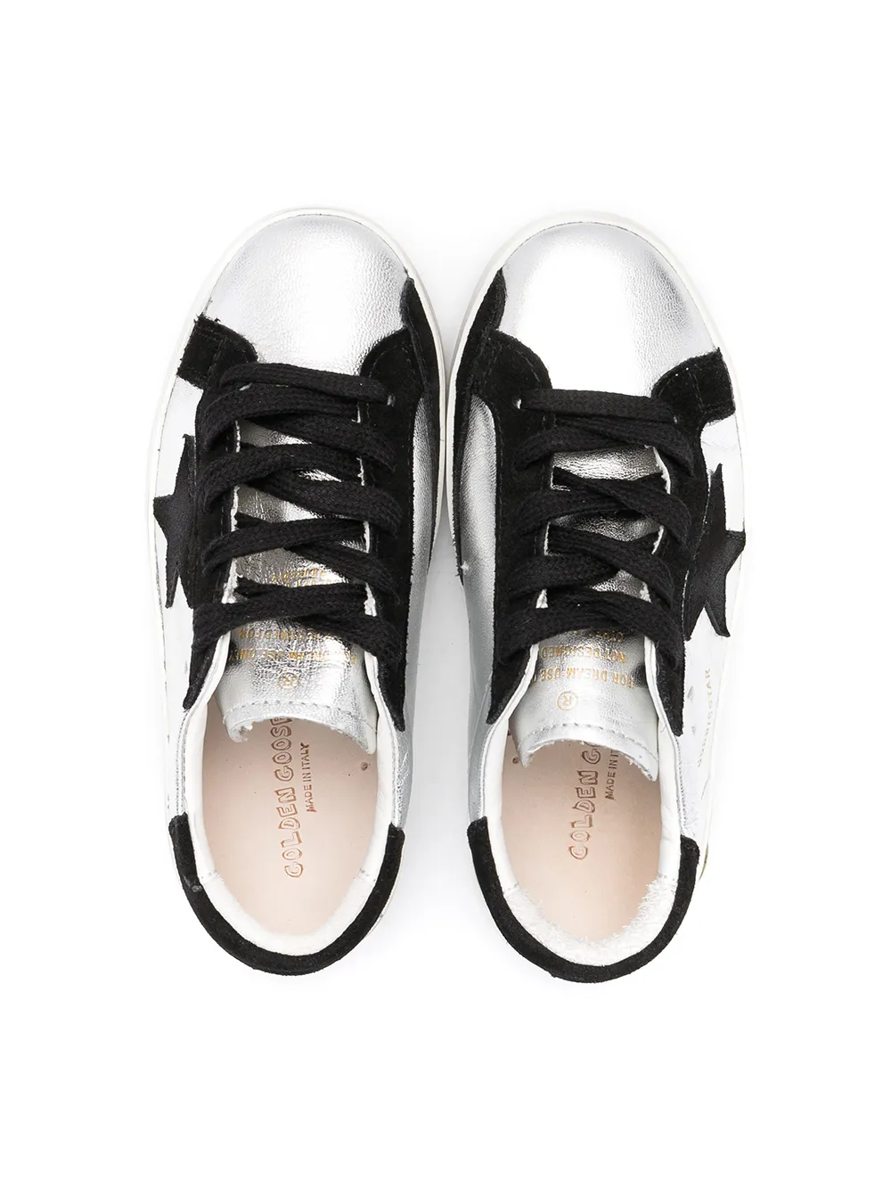 Golden Goose Kids silver Superstar distressed sneakers for kids GYF00101F00031260246 at