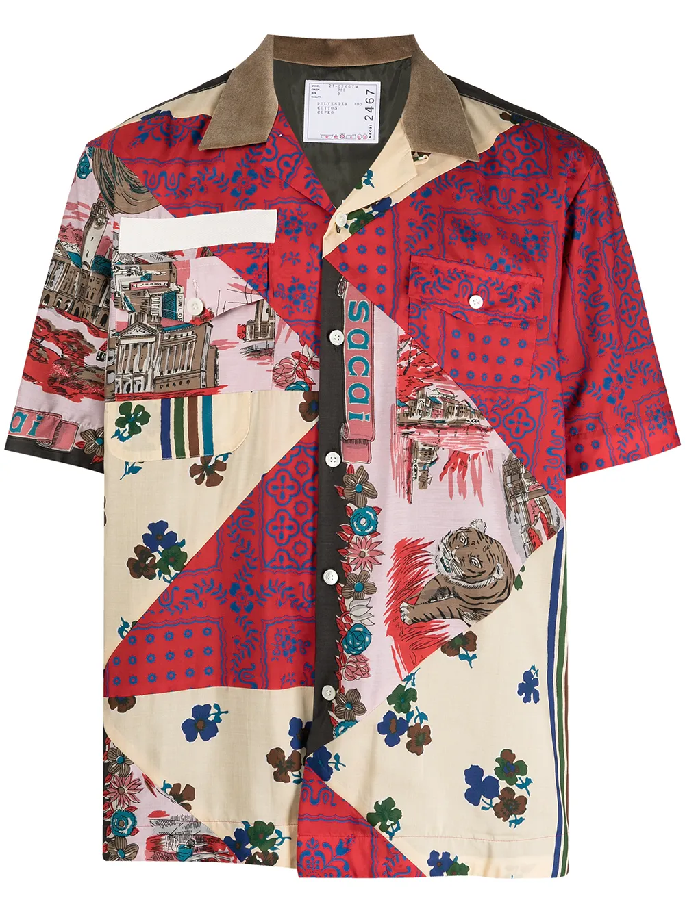 SACAI PATCHWORK PRINT SHIRT